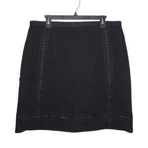 NWT Ann Taylor dressy career black skirt with lace ribbon trim - 14